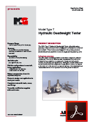 T Model Hidrolik Deadweight Test Cihazı